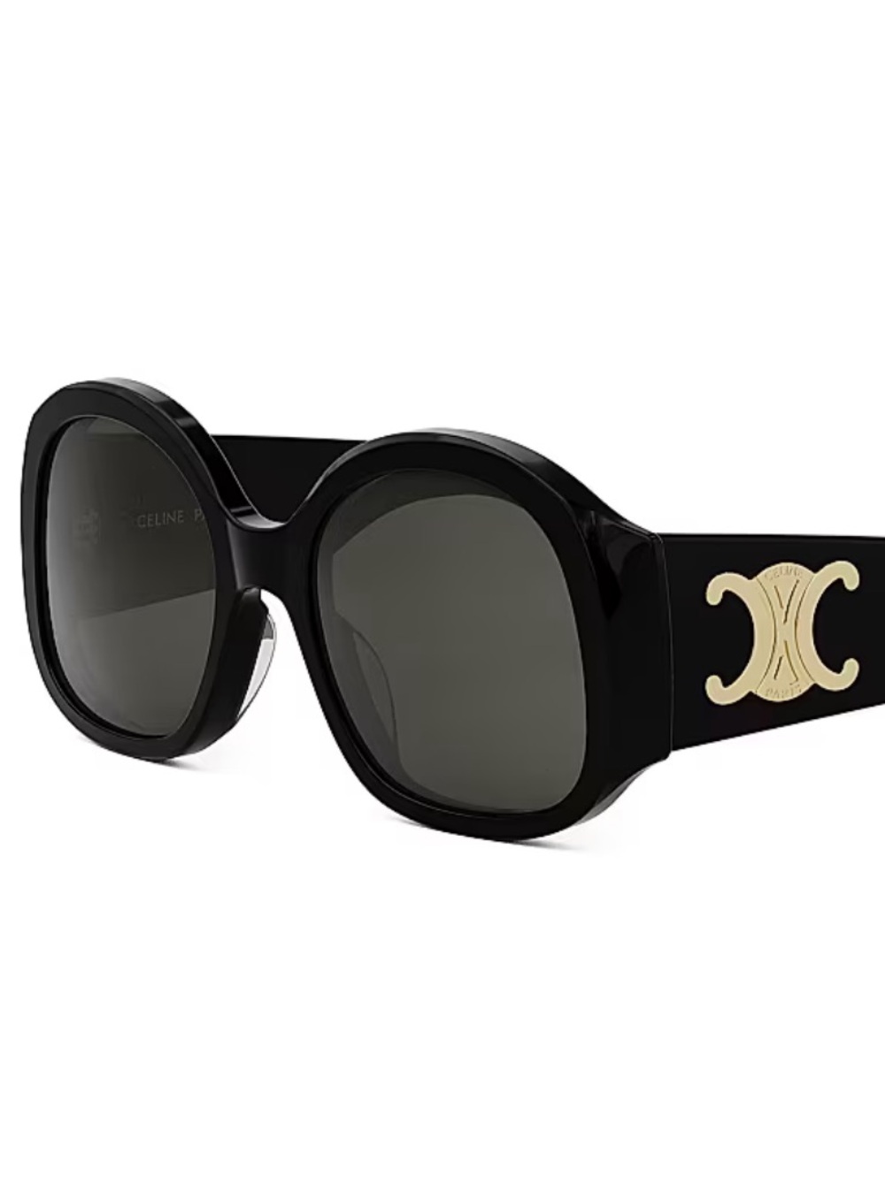Celine Round Oversized Black Sunglasses with Gold Logo - Picture 2 of 7